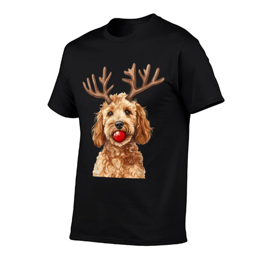 Doodle Dog Reindeer Red Nose Christmas Funny Pet  Vintage-inspired T-Shirt