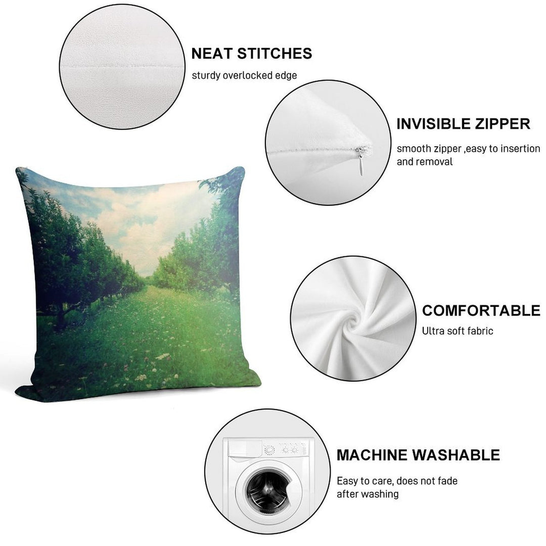 Apple Orchard in Spring Soft Easy Maintenance Throw Pillow