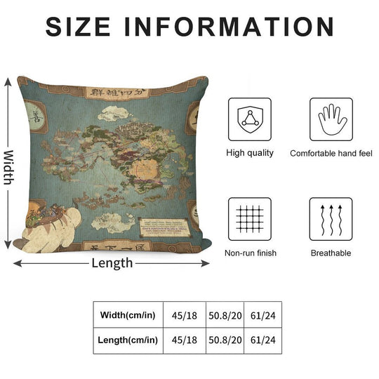 Avatar The Last Airbender Map Soft High-Density Material Throw Pillow