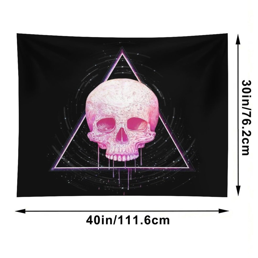 Skull in Triangle on Black Tapestry