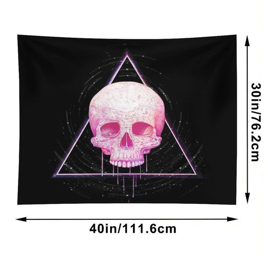 Skull in Triangle on Black Tapestry
