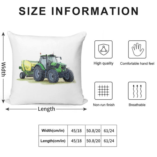 Green Tractor Painting Soft Luxury Feel Throw Pillow