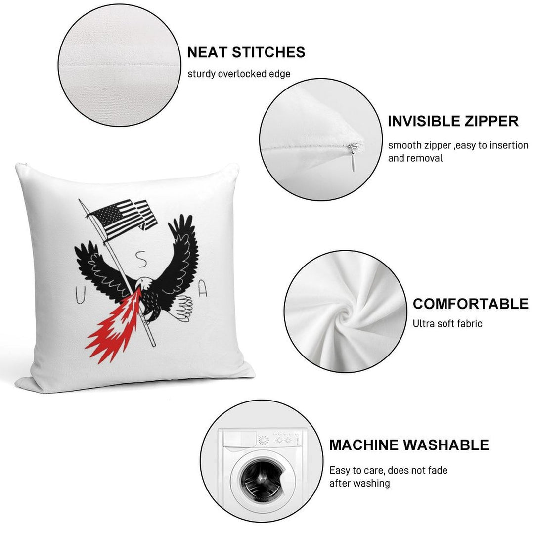 FIRE BREATHING BALD EAGLE OF PATRIOTISM Soft Washable Throw Pillow