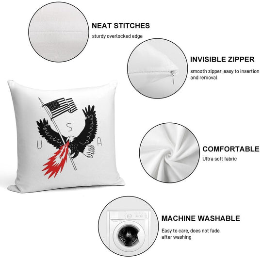 FIRE BREATHING BALD EAGLE OF PATRIOTISM Soft Washable Throw Pillow