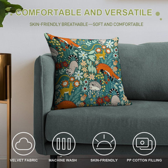 Textured Woodland Pattern Soft Hidden Zipper Throw Pillow