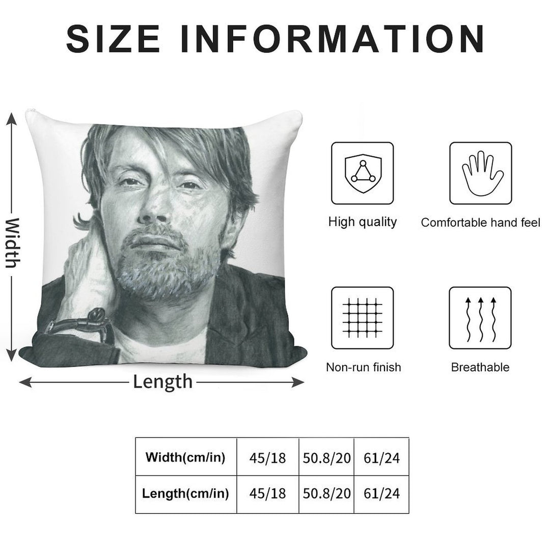 Mads Mikkelsen 2 Soft Shrink-Resistant Throw Pillow