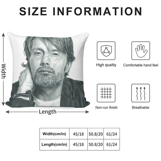 Mads Mikkelsen 2 Soft Shrink-Resistant Throw Pillow
