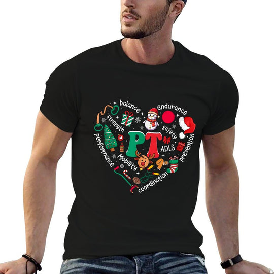 Physical Therapy Christmas Heart PT Therapist Xmas Men Women  Affordable Price T-Shirt
