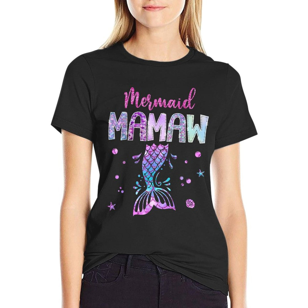 Mermaid Mamaw Birthday Party Girl Family Matching  Trendy Pattern T-Shirt