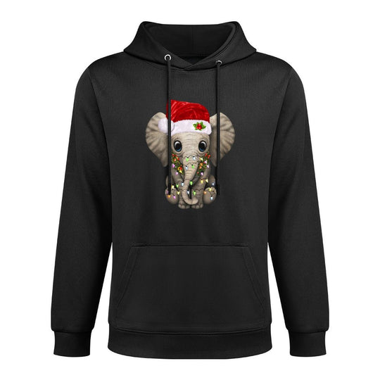 Cute Elephant Christmas Light Funny Elephant Lover Xmas Gift Sweatshirt Layering Staple Hoodie