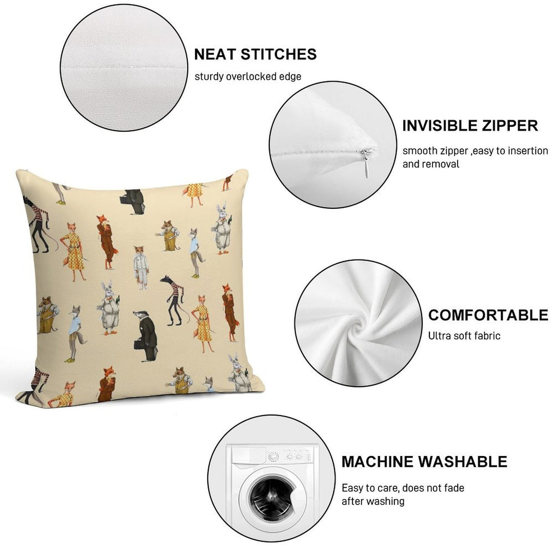 Fantastic Mr. Fox And Mrs. Fox Family Sticker Pack Soft Short Plush Fabric Throw Pillow