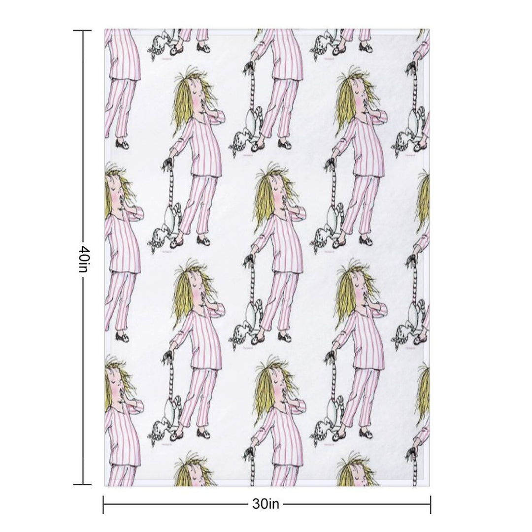 Yawning Eloise in Her Pajamas Sustainable Throw Blanket
