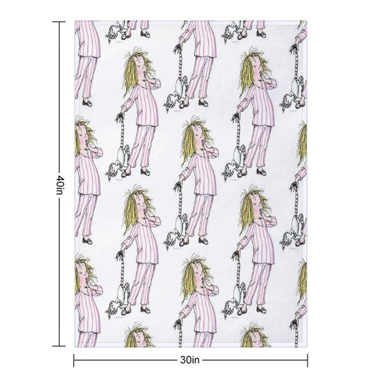 Yawning Eloise in Her Pajamas Sustainable Throw Blanket