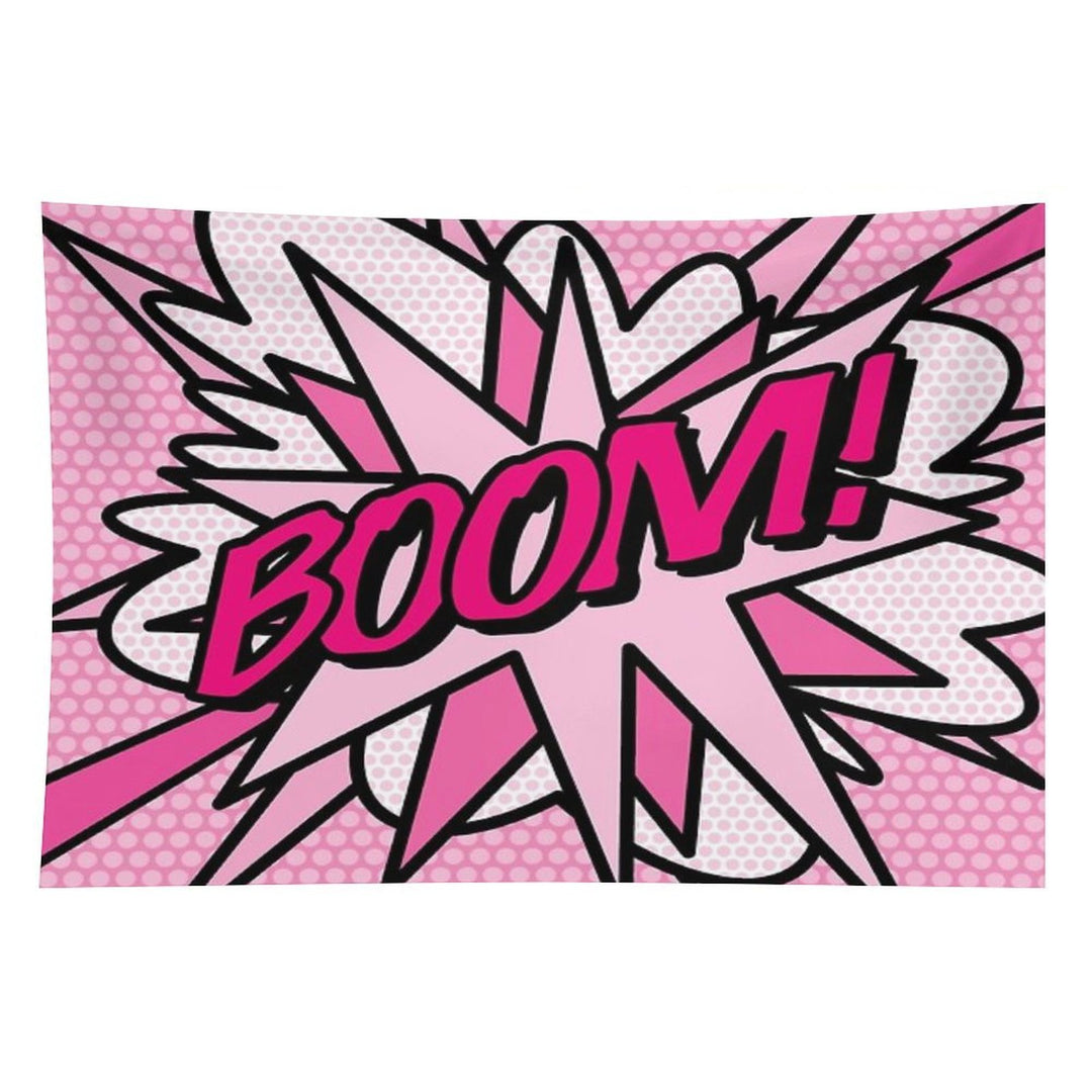 BOOM Pink Comic Book Pop Art Modern Fun Retro Tapestry