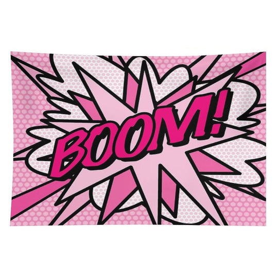 BOOM Pink Comic Book Pop Art Modern Fun Retro Tapestry