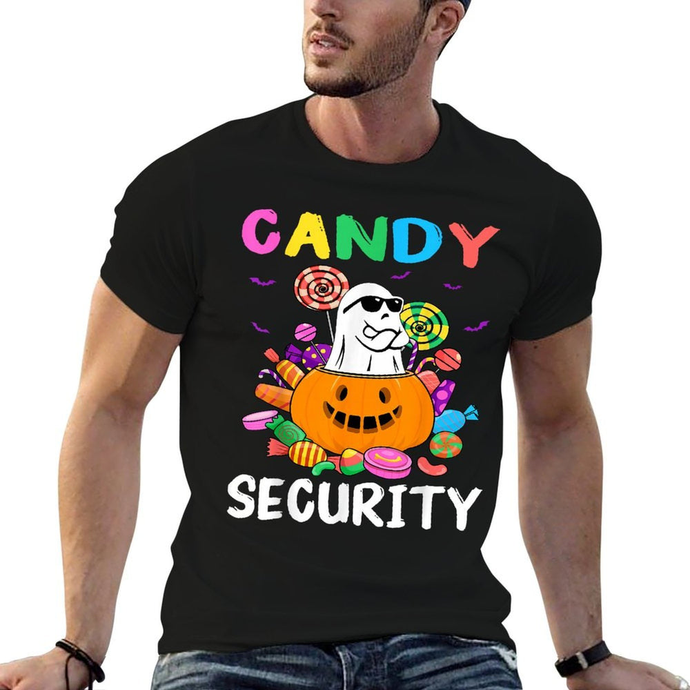 Candy Security Ghost Halloween Costume  Heathered Texture T-Shirt