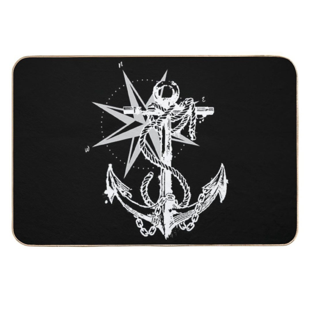 Anker Compass Design Maritime Nautical  Slip-Resistant Bath Mat
