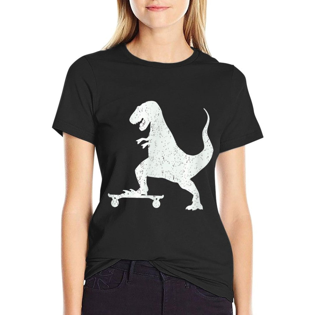 T-Rex on A Skateboard Grunge Dinosaur Skateboarding T-shirt  Moisture-wicking T-Shirt