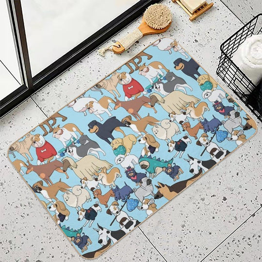 Dogs of The World  Easy Maintenance Bath Mat