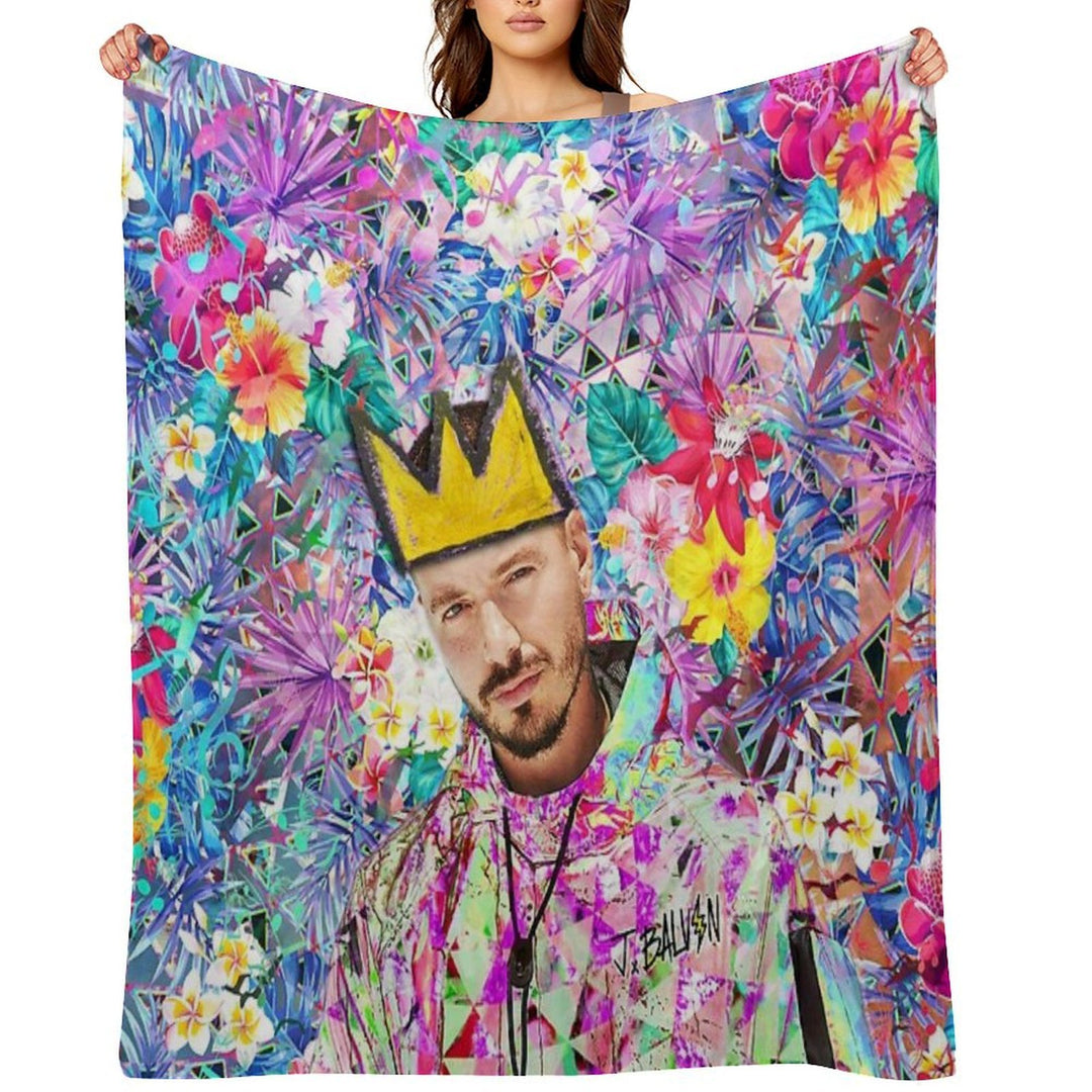 J Balvin Portrait Artwork Travel-friendly Throw Blanket