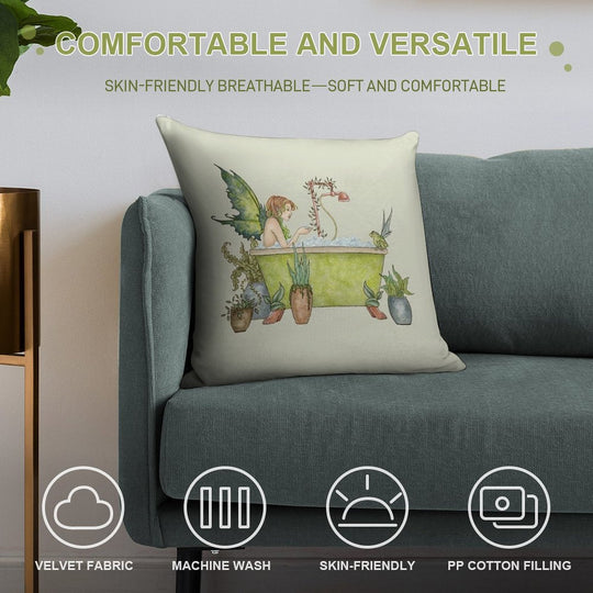 Fairies Love Bubble Baths Soft Reinforced Edging Throw Pillow