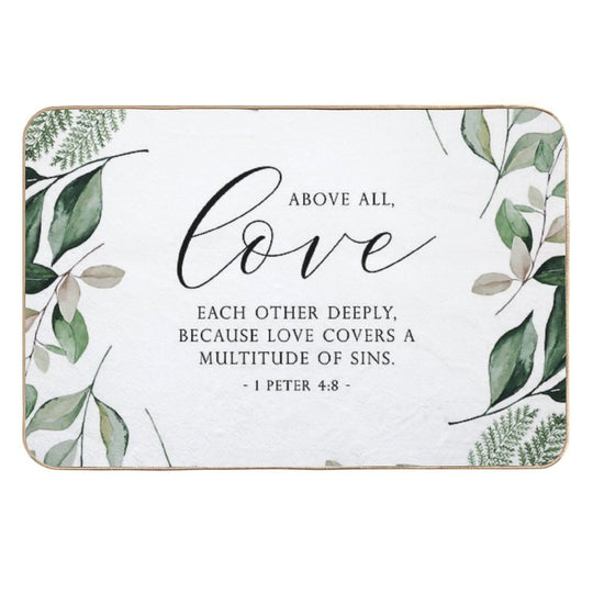 Love Each Other Deeply  Fade-Resistant Bath Mat