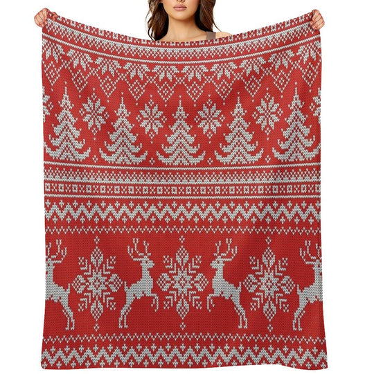 Red Christmas Knit Versatility Throw Blanket
