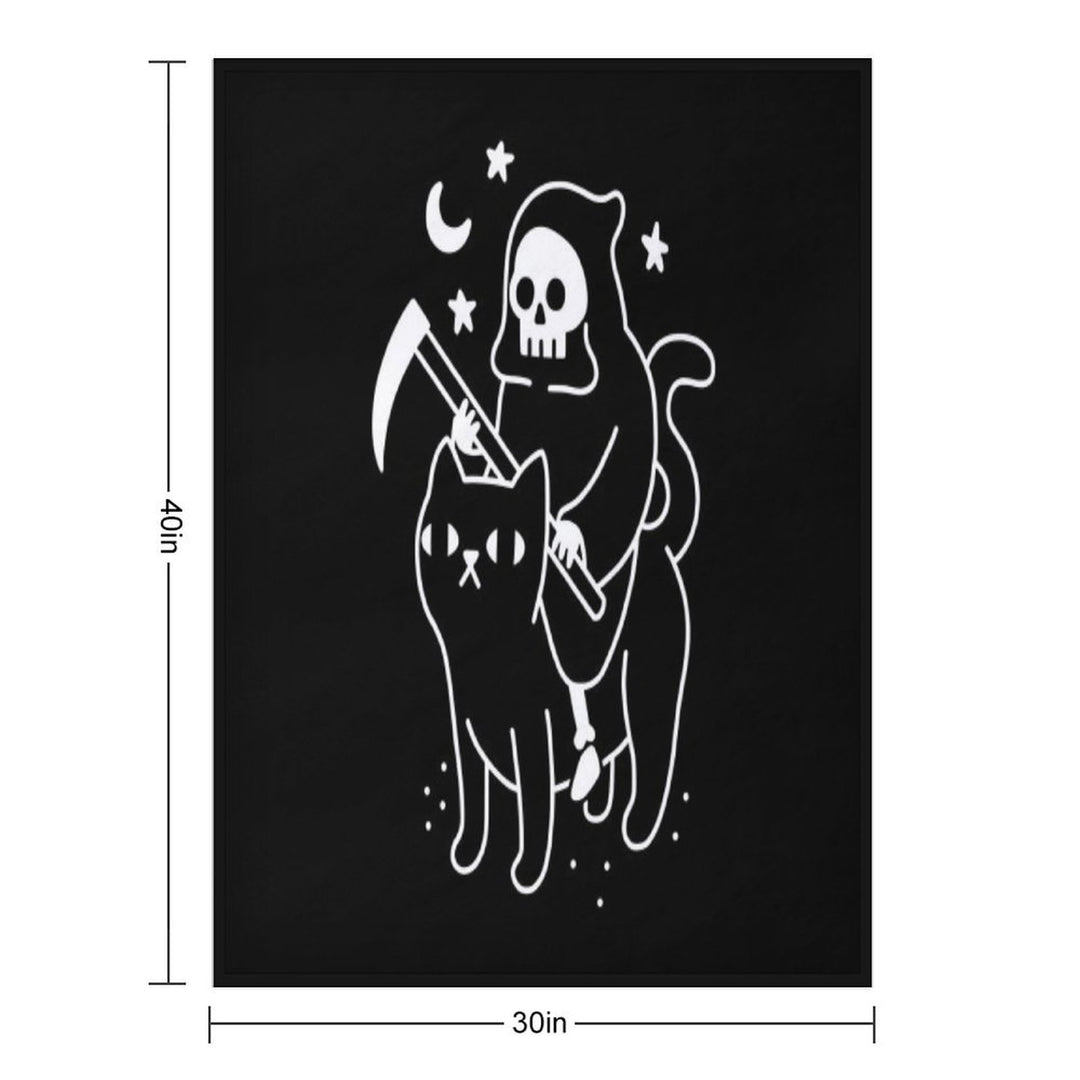 Death Rides A Black Cat Durable Throw Blanket