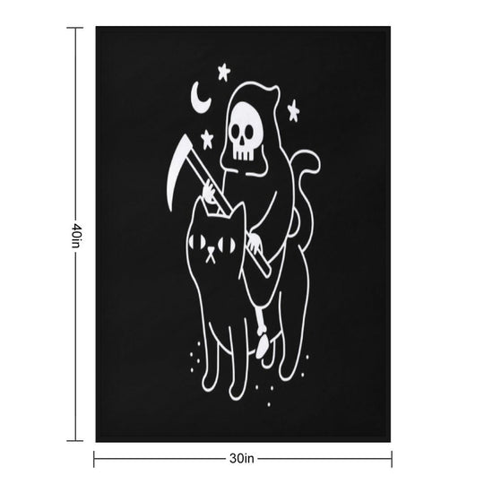 Death Rides A Black Cat Durable Throw Blanket