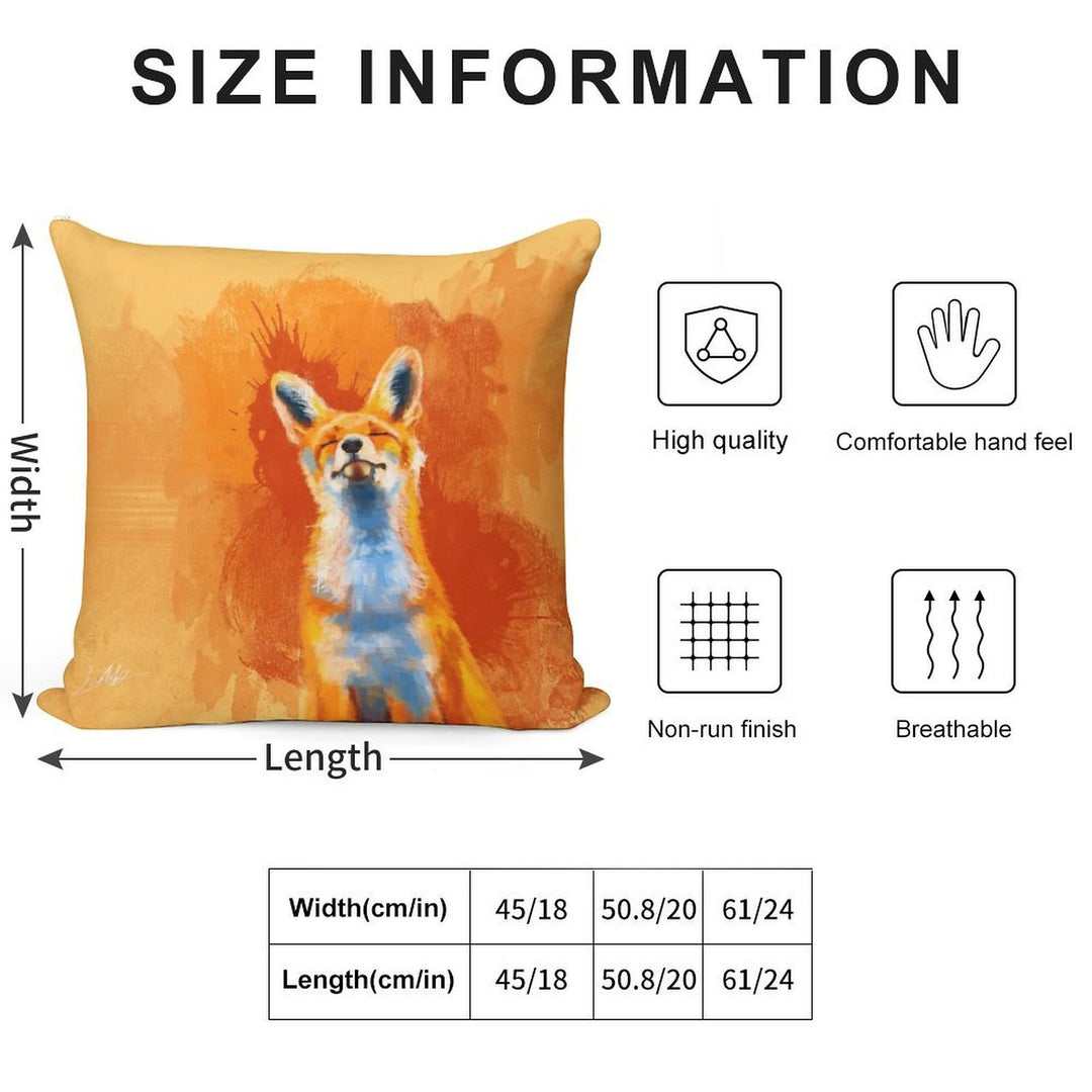 Happy Fox - Fox Illustration, Animal Art, Happiness Soft Washable Throw Pillow