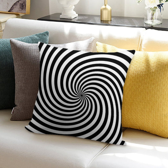 Black And White Op-Art Spiral Soft Warmth Comfort Throw Pillow