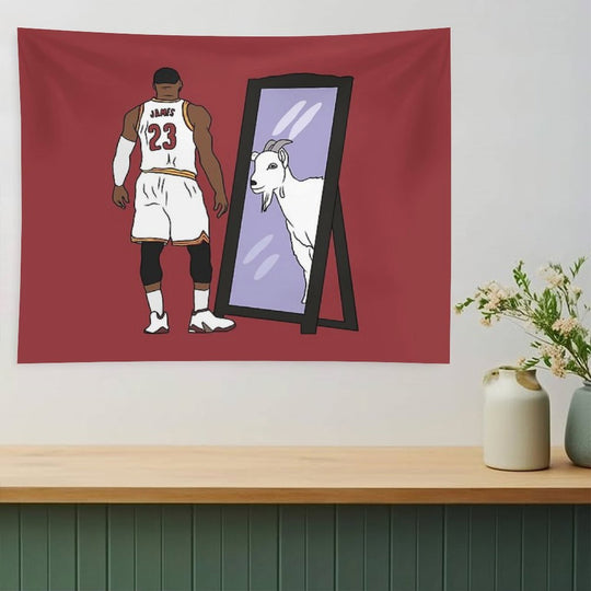 LeBron James Mirror GOAT (Cleveland) Tapestry