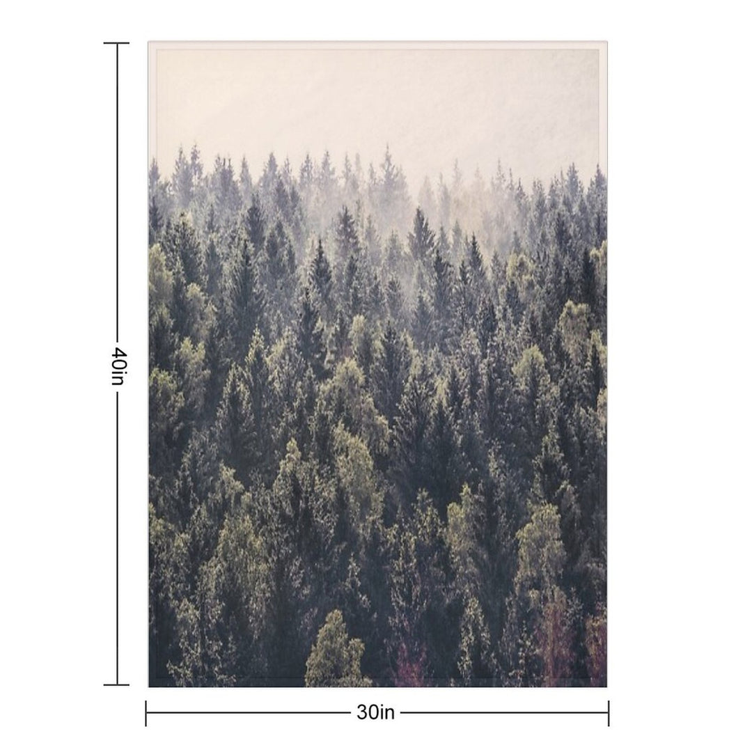 Come Home  Romantasy Moody Wilderness Dream Forest With Cascadia Trees Covered In Magic Fog Durable Throw Blanket