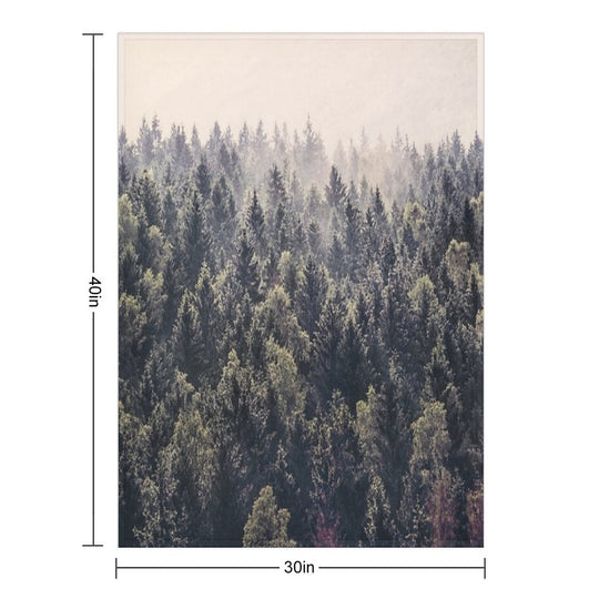 Come Home  Romantasy Moody Wilderness Dream Forest With Cascadia Trees Covered In Magic Fog Durable Throw Blanket