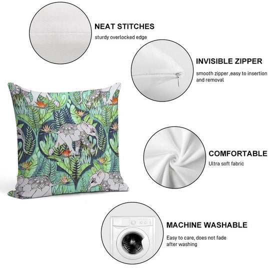 Little Elephant on A Jungle Adventure – Faded Vintage Version Soft Washable Throw Pillow