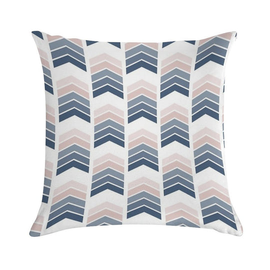 Blush Pink And Navy Blue Scandi Pattern Soft Hidden Zipper Throw Pillow