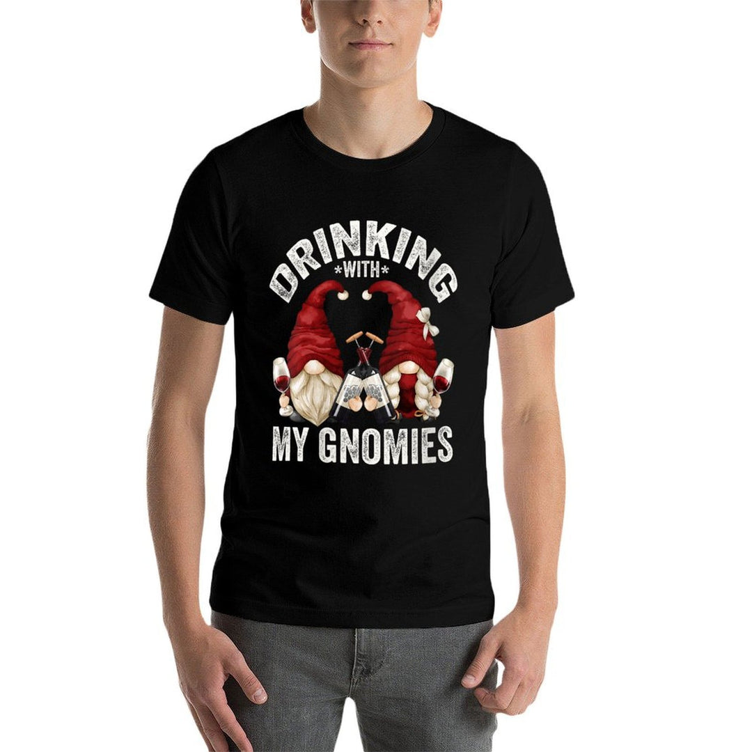 Womens Cute Wine Gnomes Loves Drinking With My Gnomies Funny Gnome  Breathable T-Shirt