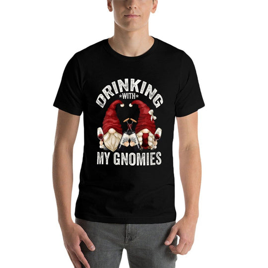 Womens Cute Wine Gnomes Loves Drinking With My Gnomies Funny Gnome  Breathable T-Shirt