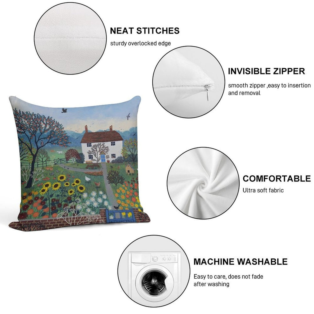 Apple Tree Cottage Soft Short Plush Fabric Throw Pillow