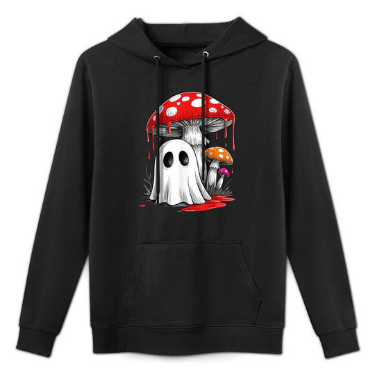 Retro Ghost Mushroom Halloween Vibes Cute Groovy Men Women All-Day Comfort Hoodie