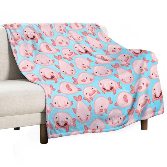 Blobfish Pattern Compact Throw Blanket