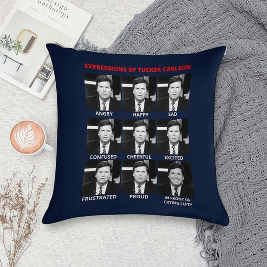 The Expressions of Tucker Carlson Soft Fade-Resistant Throw Pillow