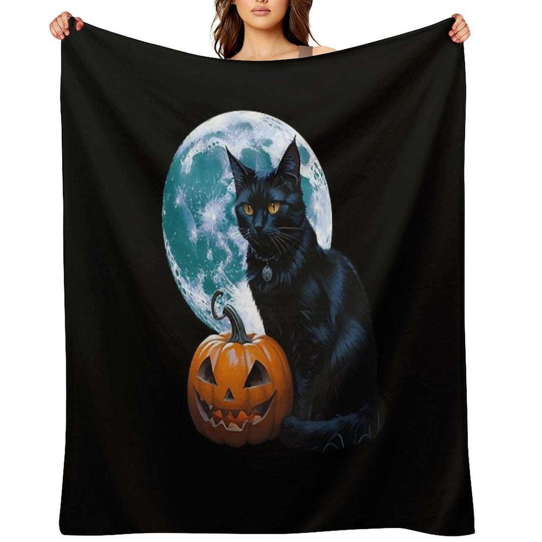 Witches Cat Purranormal Plush Throw Blanket