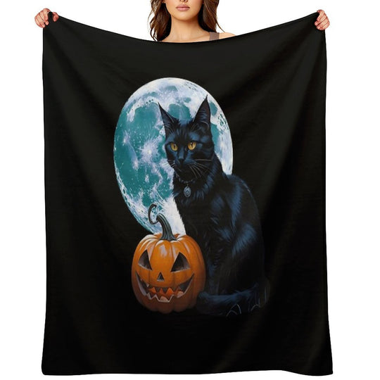 Witches Cat Purranormal Plush Throw Blanket