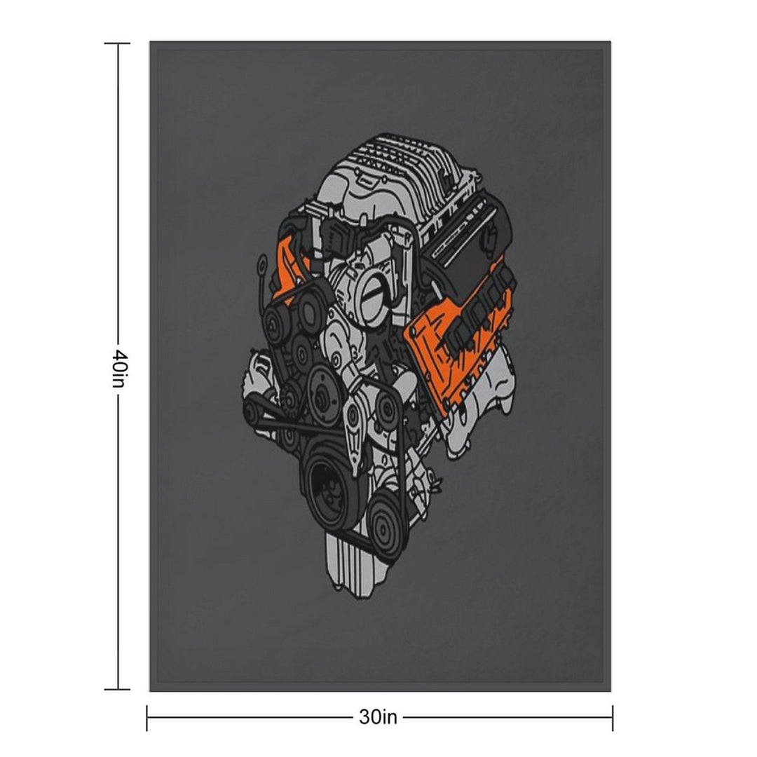 Hellcat Engine Compact Throw Blanket