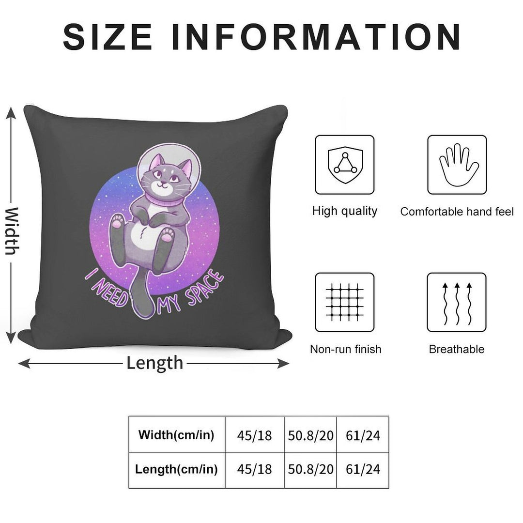 I Need My Space Astronaut Kitty Soft Reinforced Edging Throw Pillow