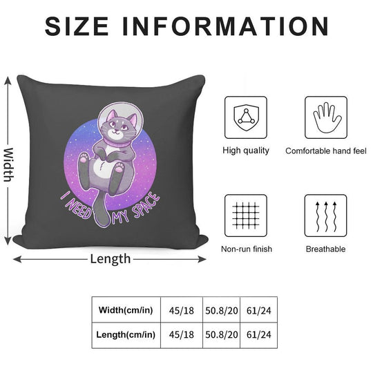 I Need My Space Astronaut Kitty Soft Reinforced Edging Throw Pillow