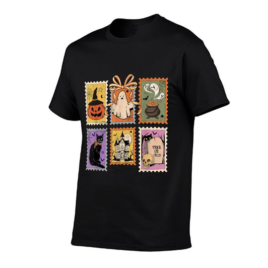 Preppy Vintage Coquette Bow Boojee Ghosts Stamp Halloween  Odor-resistant T-Shirt
