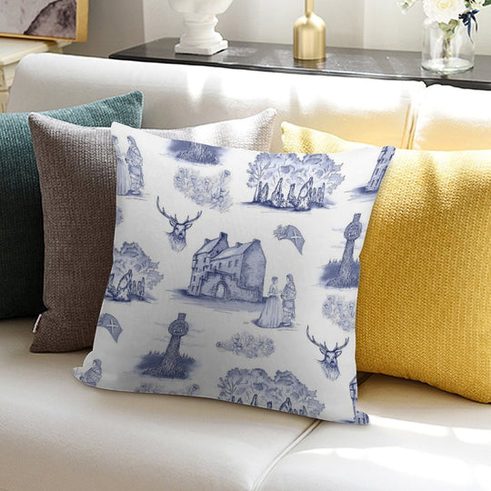 Highlander Toile in Blue Soft Washable Throw Pillow