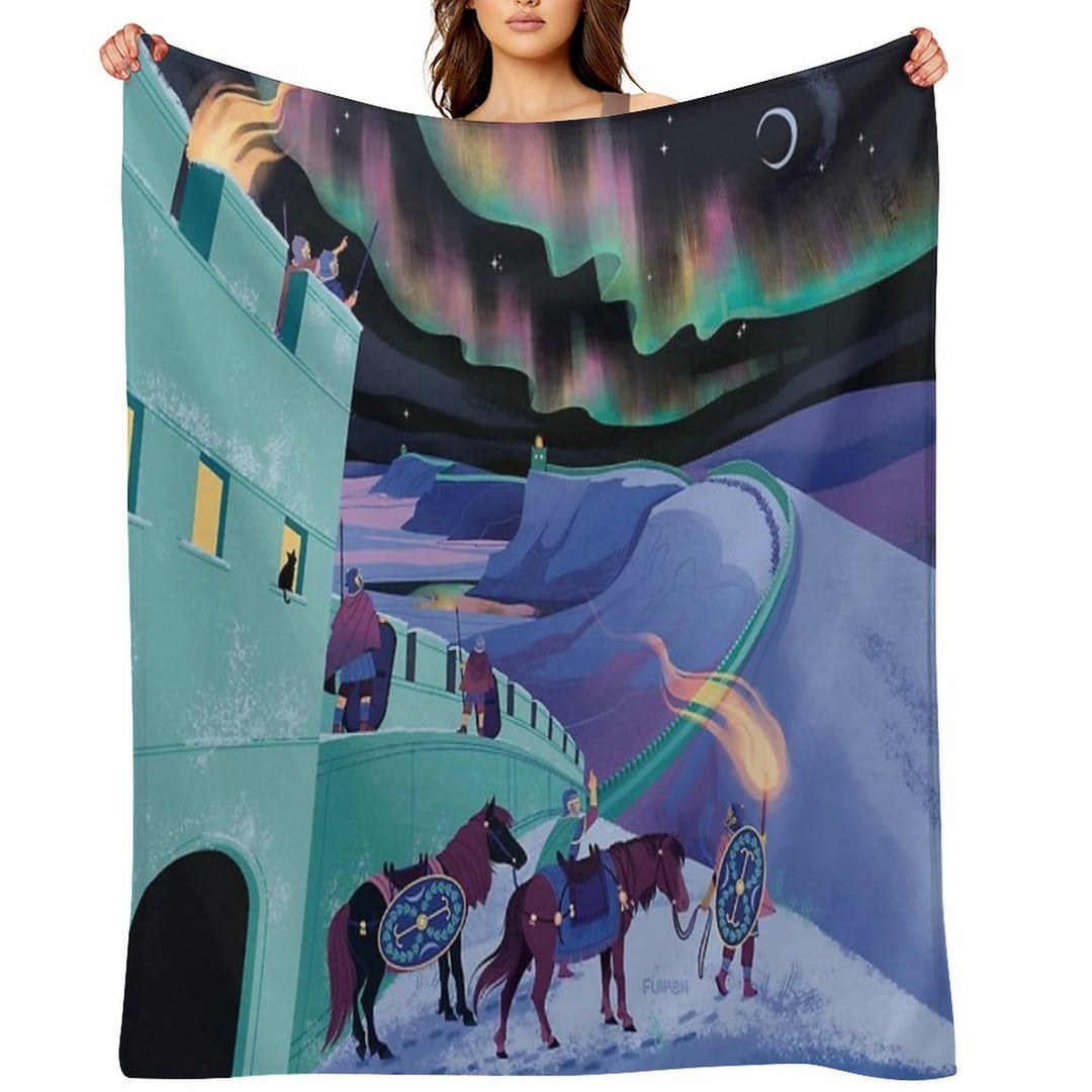 Lights Over Hadrians Wall Durable Throw Blanket